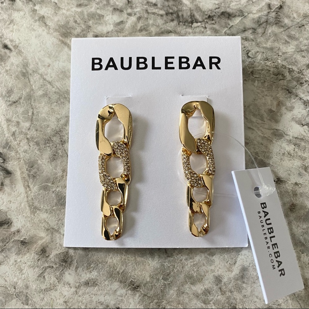 BaubleBar Chain Earrings Michel Pavé Crystal Chain